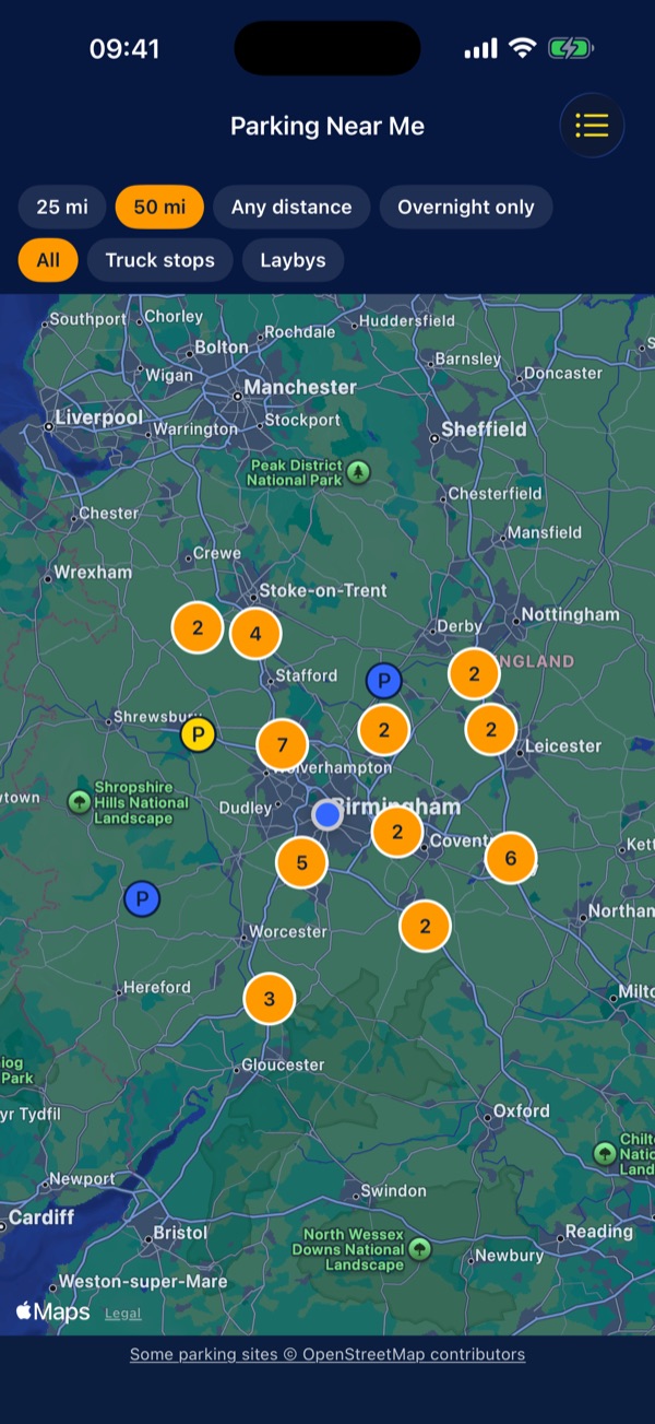 Truck parking near me map